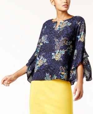 Thalia Sodi Floral-print Keyhole Top, Created For Macy's