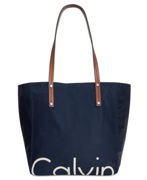 Calvin Klein Large Nylon Logo Tote With Pouch