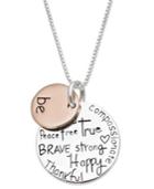 "inspirational Sterling Silver And 14k Rose Gold Over Sterling Silver Necklace, ""be..."" Pendant"
