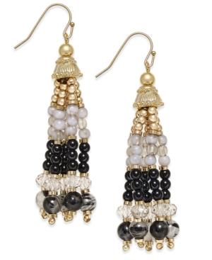 Inc International Concepts Gold-tone Semi-precious Beaded Tassel Earrings, Only At Macy's