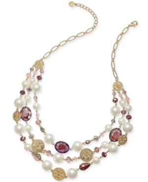 Charter Club Gold-tone Coin, Bead & Imitation Pearl Statement Necklace, 19 + 2 Extender, Created For Macy's