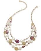 Charter Club Gold-tone Coin, Bead & Imitation Pearl Statement Necklace, 19 + 2 Extender, Created For Macy's