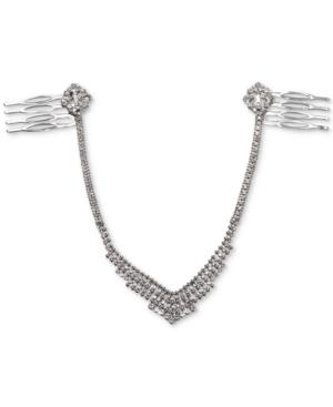 Badgley Mischka Silver-tone Crytal Chain Hair Combs