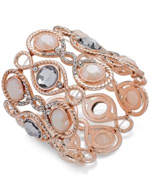 Inc International Concepts Rose Gold-tone Large Stone Stretch Bracelet