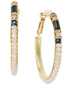 Inc International Concepts Gold-tone Pink And Black Large Bead Hoop Earrings, Only At Macy's