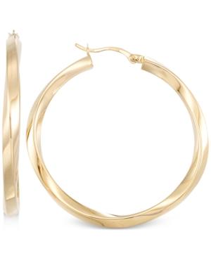 Polished Twist Hoop Earrings In 14k Gold Vermeil