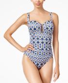 Swim Solutions Jewels Printed Tummy-control One-piece Swimsuit Women's Swimsuit