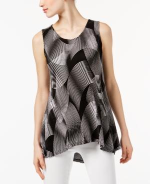 Alfani Petite Printed Pleated High-low Top, Only At Macy's