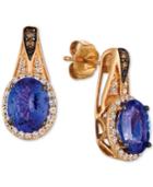 Le Vian Chocolatier Blueberry Tanzanite (2 Ct. T.w.) & Diamond (1/3 Ct. T.w.) Drop Earrings In 14k Rose Gold