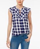 Maison Jules Flutter-sleeve Gingham Shirt, Only At Macy's