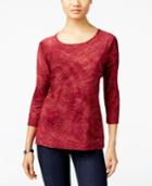 Jm Collection Tie-dyed Embellished Jacquard Top, Only At Macy's