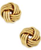 Italian Gold Love Knot Polished & Textured Stud Earrings In 14k Gold