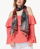 Calvin Klein Tropical Ferns Silk Chiffon Scarf