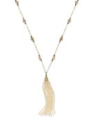 Paul & Pitu Naturally 14k Gold-plated Pave, Colored Stone & Cultured Freshwater Pearl Tassel Pendant Necklace