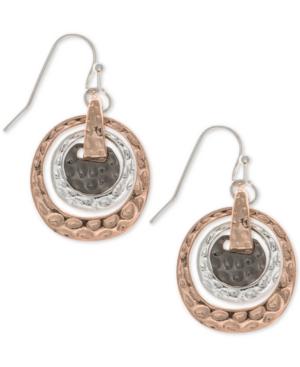 Nine West Tri-tone Textured Orbital Drop Earrings