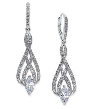 Eliot Danori Silver-tone Marquise Crystal And Pave Drop Earrings