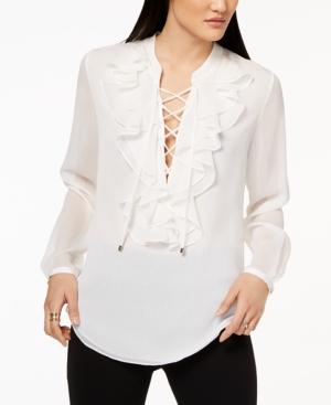 Tommy Hilfiger Ruffled Lace-up Top, Created For Macy's
