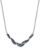 Wrapped In Love White And Blue Diamond Twist Necklace In Sterling Silver (1 Ct. T.w.)