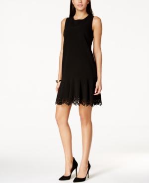 Nine West Perforated Trim Sleeveless Shift Dress