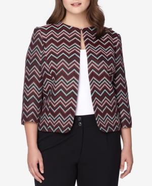 Tahari Asl Plus Size Chevron-patterned Jacket
