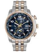 Citizen Men's Eco-drive World Time A-t Two-tone Stainless Steel Bracelet Watch 47mm At9014-51l - A Macy's Exclusive