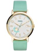 Fossil Women's Vintage Muse Green Leather Strap Watch 40mm Es3990