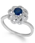 Sapphire (5/8 Ct. T.w.) And Diamond (1/3 Ct. T.w.) Knot Ring In 14k White Gold