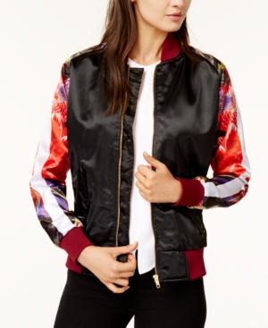 Chrldr True Romance Printed-sleeve Satin Bomber Jacket