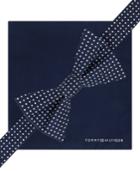 Tommy Hilfiger Micro Dot To-tie Bow Tie And Solid Pocket Square Set
