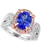 Tanzanite (2-7/8 Ct. T.w.) And Diamond (3/8 Ct. T.w.) Two-tone Ring In 14k Rose Gold And 14k White Gold