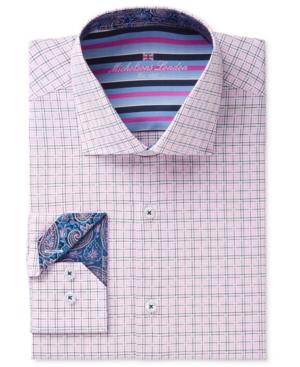 Michelsons Of London Men's Slim-fit Print Check Dress Shirt