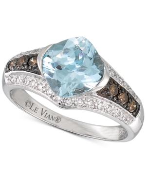 Le Vian Chocolatier Aquamarine (1-3/8 Ct. T.w.) And Diamond (1/4 Ct. T.w.) Ring In 14k White Gold