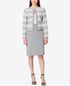 Tahari Asl Jacquard Jacket & Gray Skirt Suit