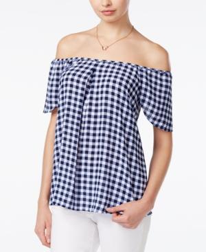 Maison Jules Off-the-shoulder Gingham Top, Only At Macy's