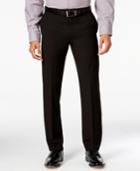 Calvin Klein Men's Slim-fit Black Herringbone Dress Pants