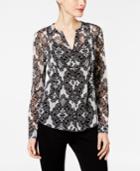 Inc International Concepts Printed Pintucked Blouse, Only At Macy's
