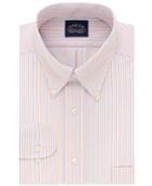 Eagle Men's Classic/regular Fit Non Iron Flex Collar Orange Stripe Dress Shirt