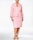 Le Suit Plus Size Ruffled Sateen Skirt Suit