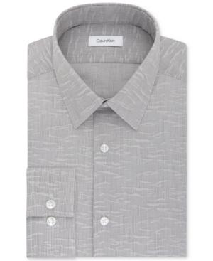 Calvin Klein Steel Men's Slim-fit Non-iron Performance Gray Stripe Dress Shirt