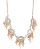 Inc International Concepts Rose Gold-tone Crystal And Chain Statement Necklace, Created For Macy's