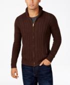 Sean John Men's Cable-knit Zip-up Cardigan Sweater
