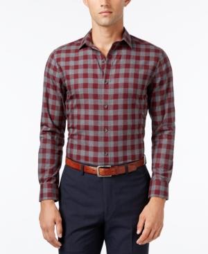 Bar Iii Men's Slim-fit Wine Oversize Gingham Wear Me Out Dress Shirt, Only At Macy's