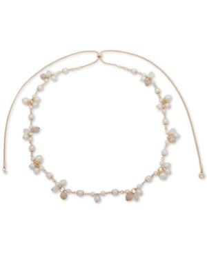 Anne Klein Gold-tone Pave Bead & Imitation Pearl Adjustable 42 Strand Necklace