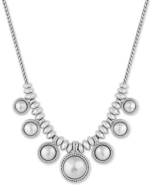 Lucky Brand Silver-tone Bead Chain-textured Collar Necklace, 17 + 2 Extender