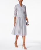 Alex Evenings Lace Three-quarter-sleeve Dress