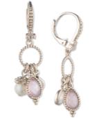 Marchesa Gold-tone Imitation Pearl, Stone & Pave Shaky Drop Earrings