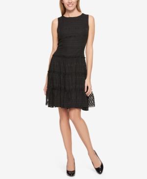 Tommy Hilfiger Textured Ruffle-detail Dress, Only At Macy's
