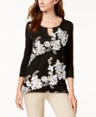 Jm Collection Embroidered Keyhole Top, Created For Macy's