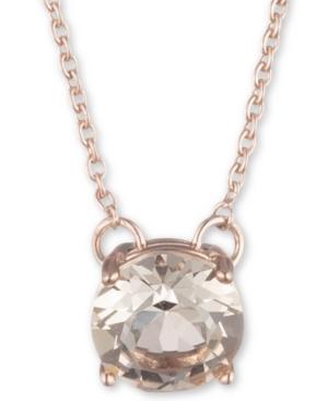 Marchesa Rose Gold-tone Cubic Zirconia Solitaire Pendant Necklace, 16 + 3 Extender