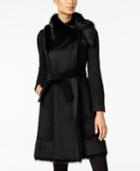 Vince Camuto Faux-fur-trim Mixed-media Coat